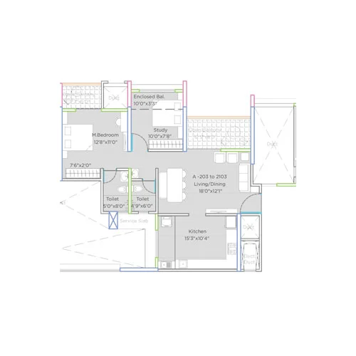 Legacy Kairos Rahatani 2BHK Floor Plan Image
