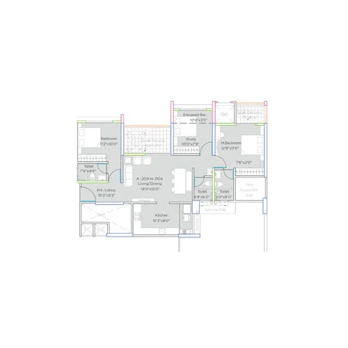 Legacy Kairos Rahatani 3BHK Floor Plan Image
