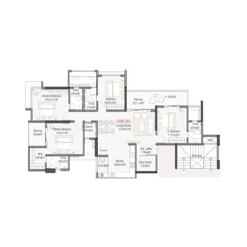 Legacy Kairos Rahatani 4.5BHK Floor Plan Image